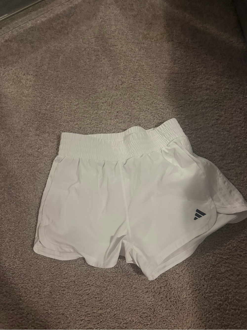 Women’s adidas White Elastic Waist Athletic Shorts with Logo